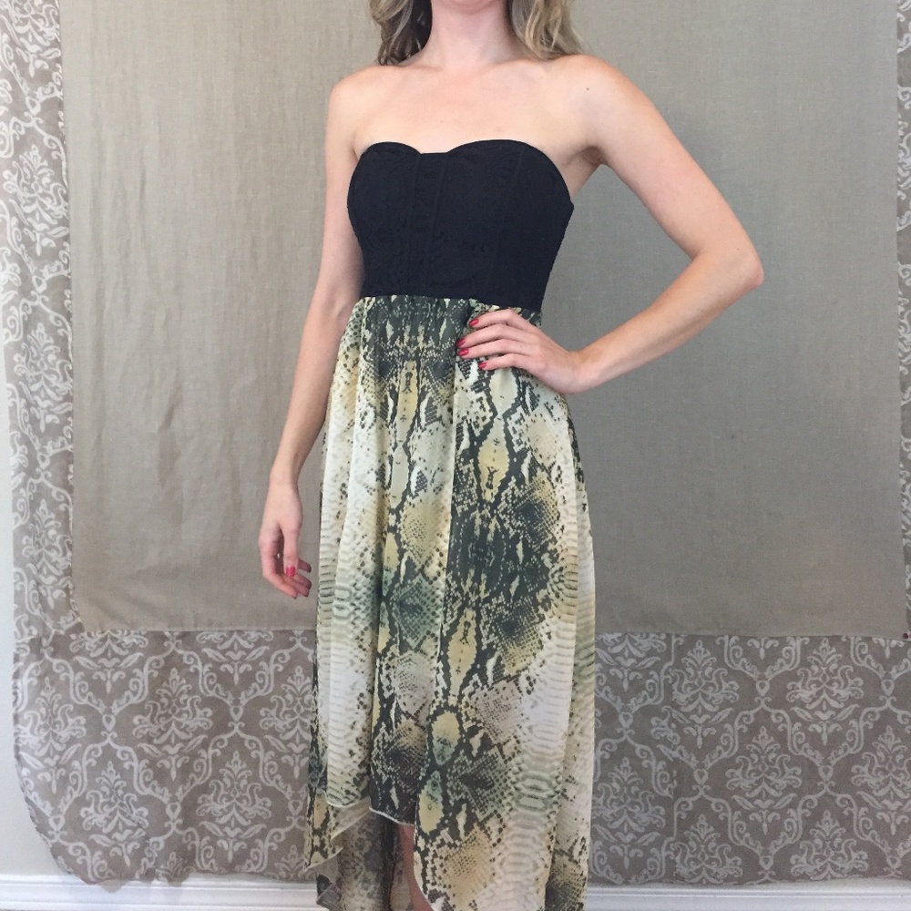 Strapless Animal Print Dress